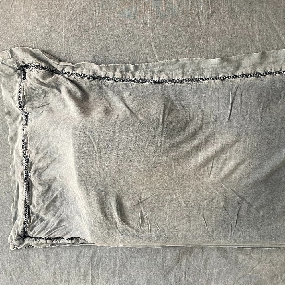 Anthropologie Embroidered Linen King Blend Shams, Set of 2